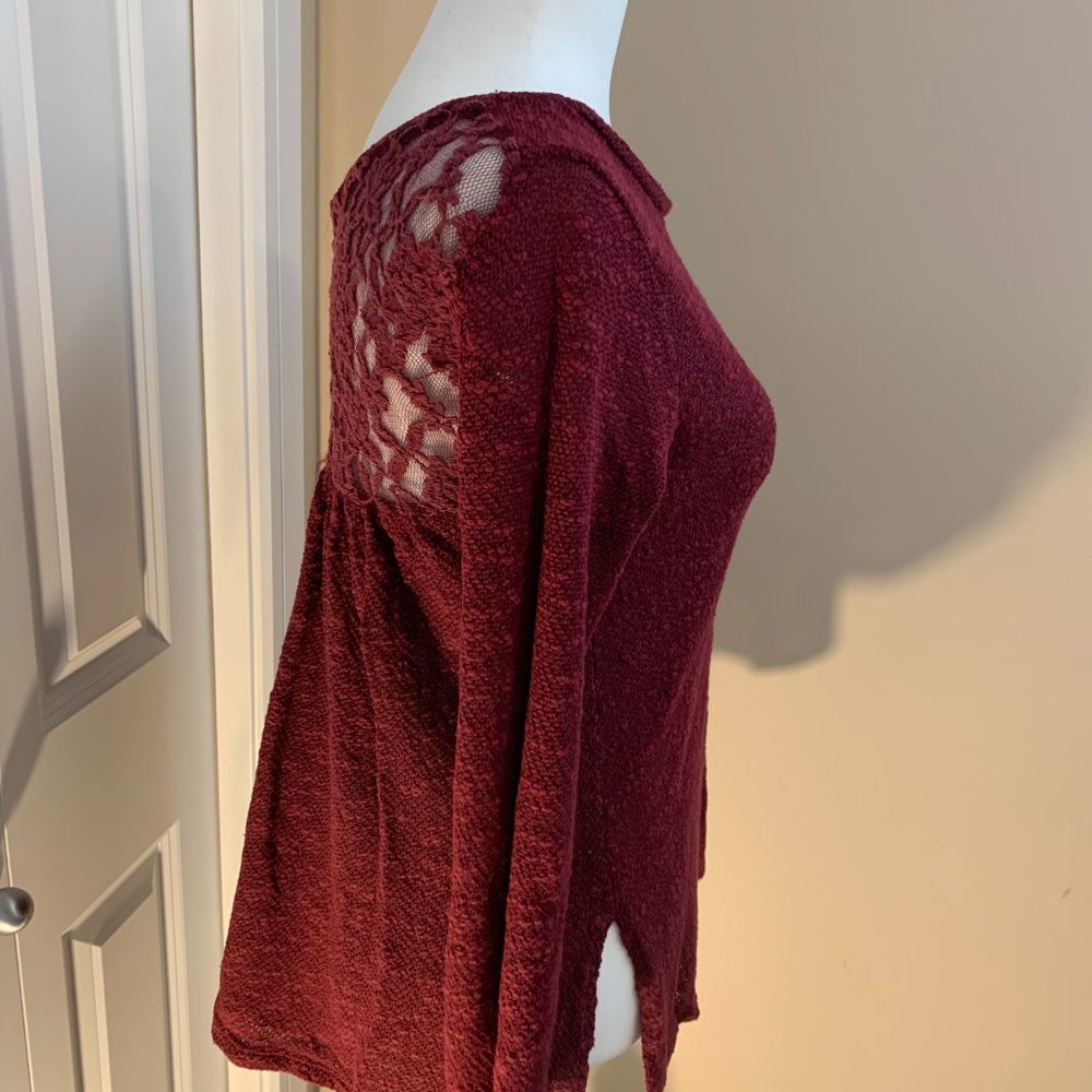 AEO Red/Burgundy Top, lace back, Small